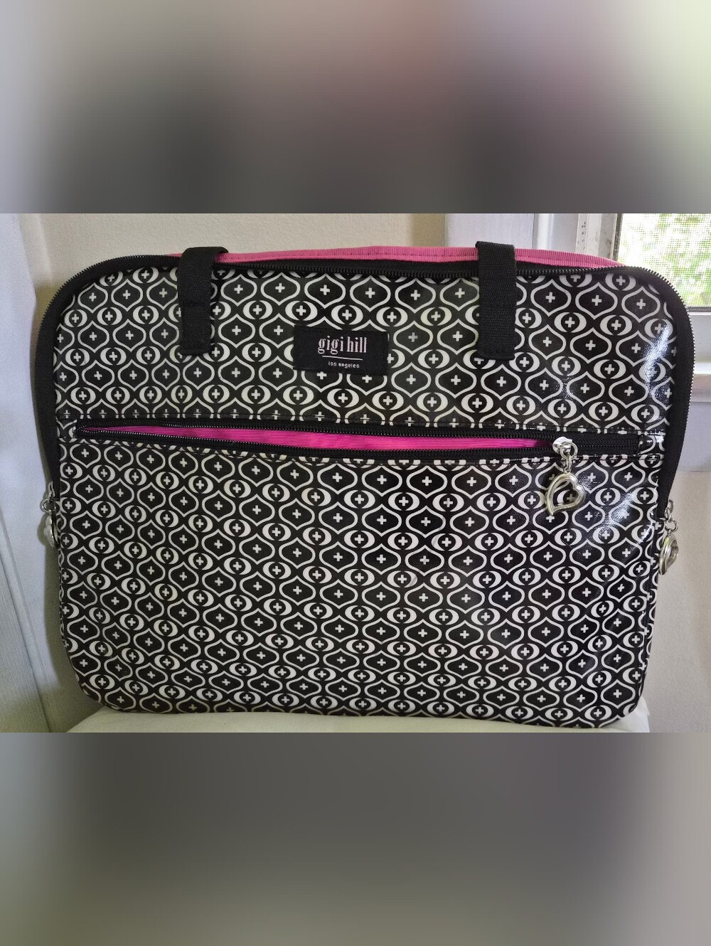 Gigi Hill Los Angeles Geometric Laptop Case Satchel - Black, White & Pink